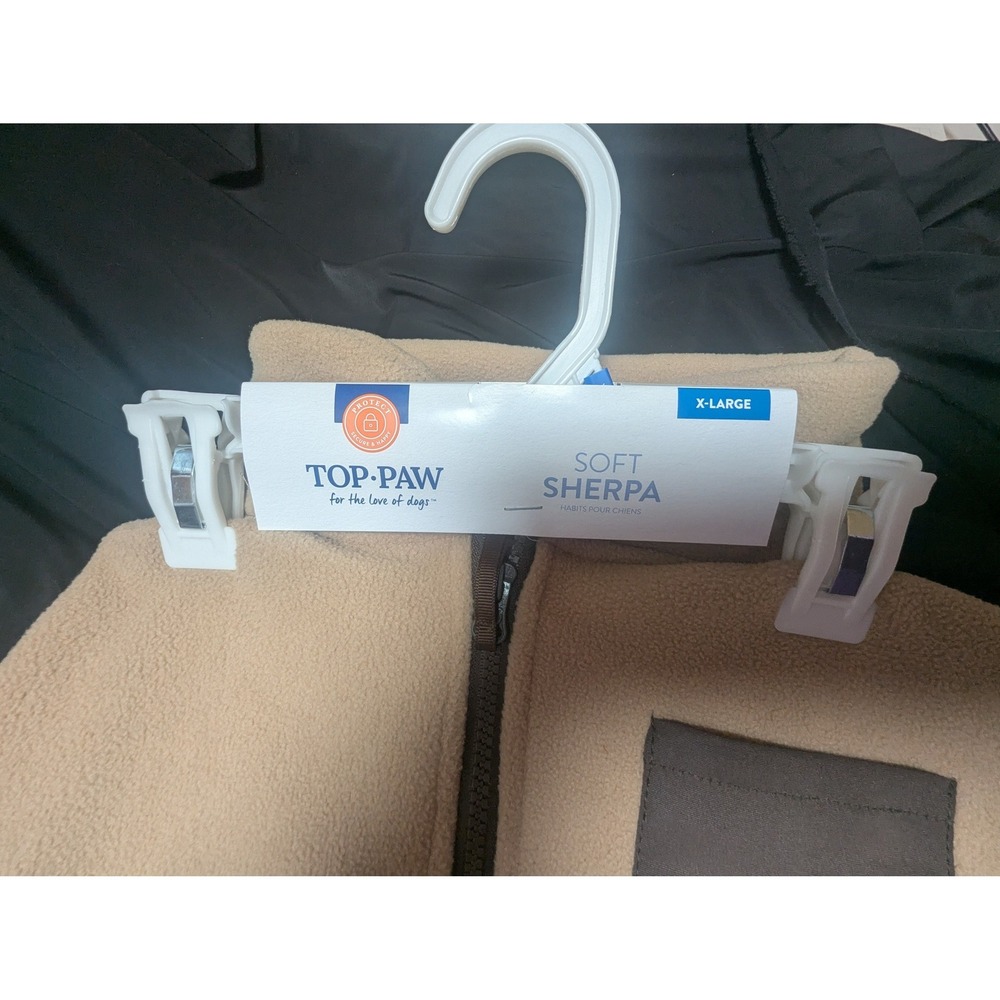 Top Paw Soft Sherpa Dog Jacket Vest Pet Apparel XLarge Tan Zipper Warm NWT